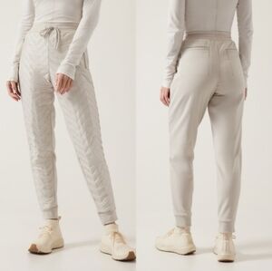 Athleta Apres Ski Pants Joggers Women's Quilted High Rise Ivory Fleece 0T Tall